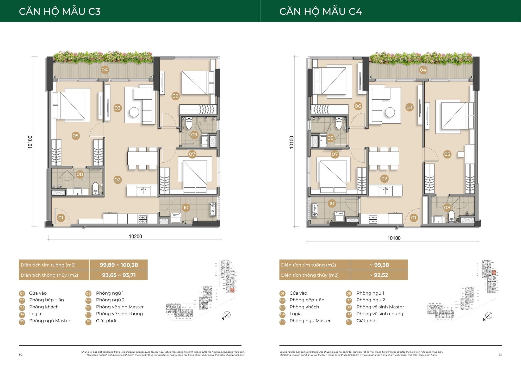 Căn Hộ Trellia Cove Nam Long mẫu căn hộ trellia cove c3,c4